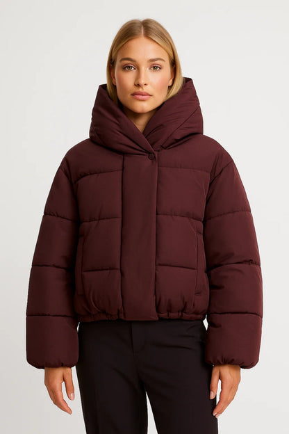 Womens Short Puffer Jacket Oversized Hood Warm Quilted Coat