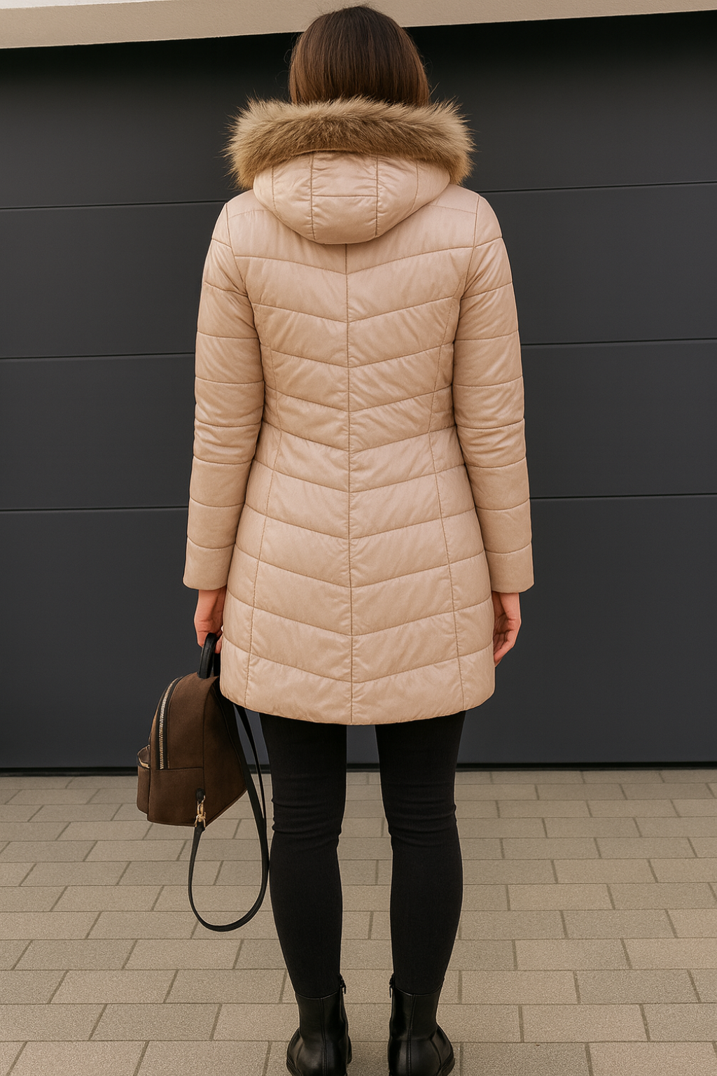 Womens Warm Down Jacket Faux Fur Collar Winter Coat