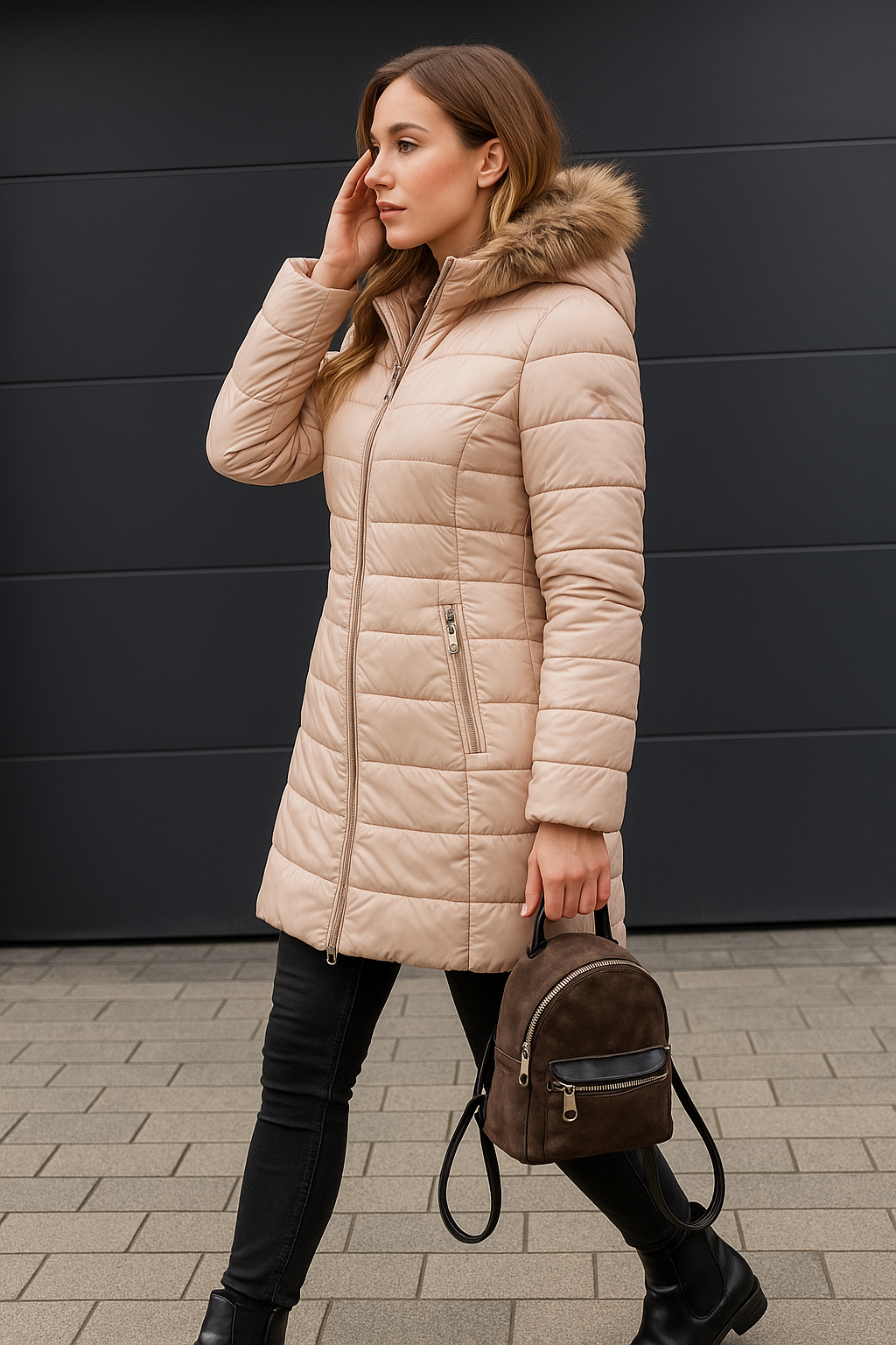 Womens Warm Down Jacket Faux Fur Collar Winter Coat