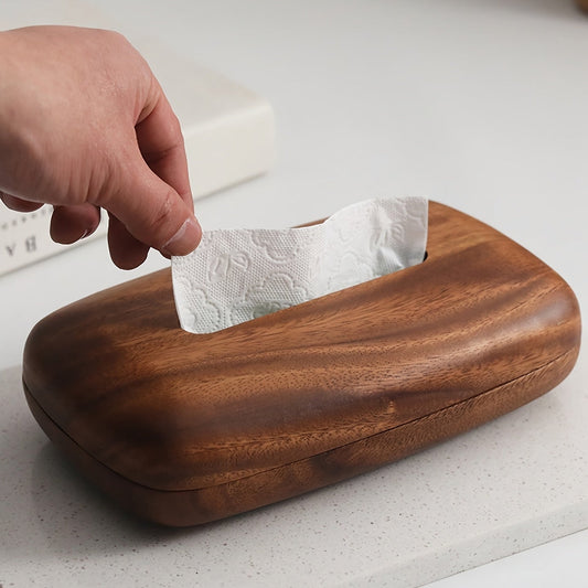 Wood Tissue Box Holder Rectangular Minimalist Desktop Storage Case