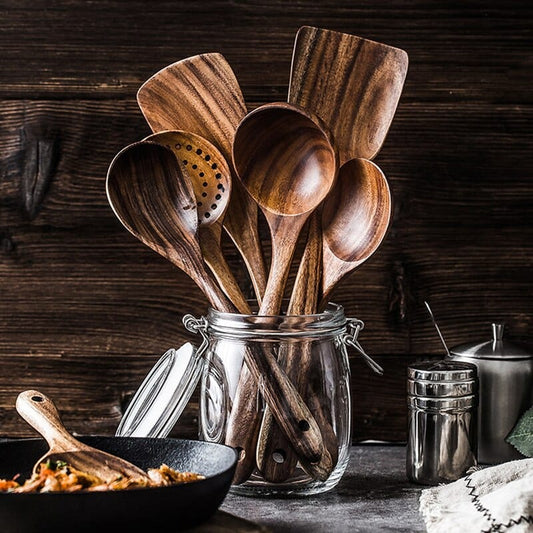 Wooden Kitchen Utensil Set Cooking Tools Spoon Spatula Set