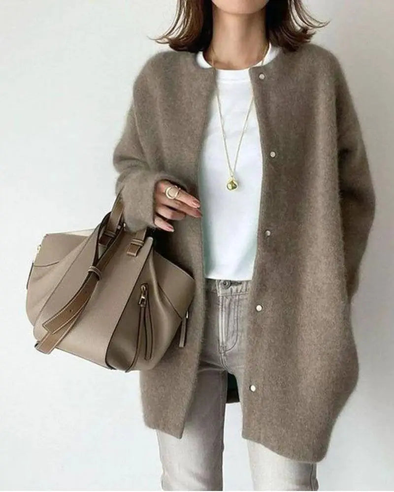 Wool Mohair Cardigan Womens Soft Longline Knit Sweater