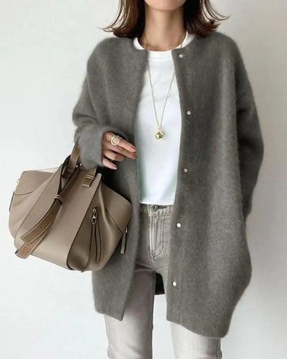 Wool Mohair Cardigan Womens Soft Longline Knit Sweater