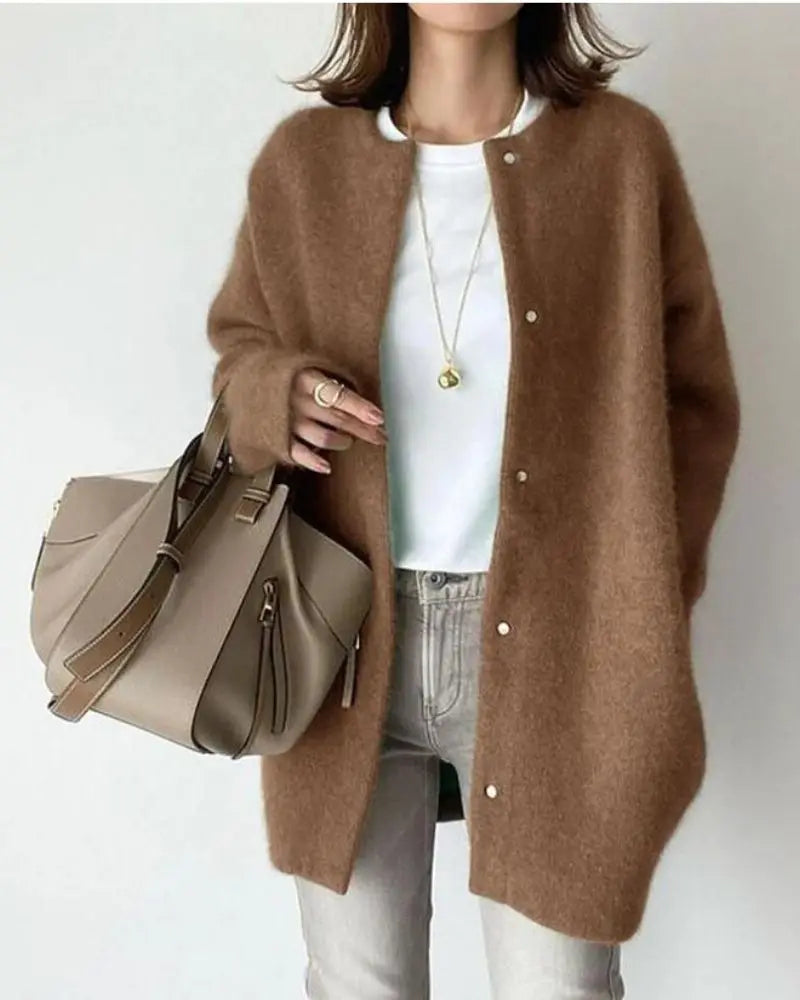 Wool Mohair Cardigan Womens Soft Longline Knit Sweater