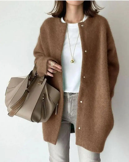 Wool Mohair Cardigan Womens Soft Longline Knit Sweater
