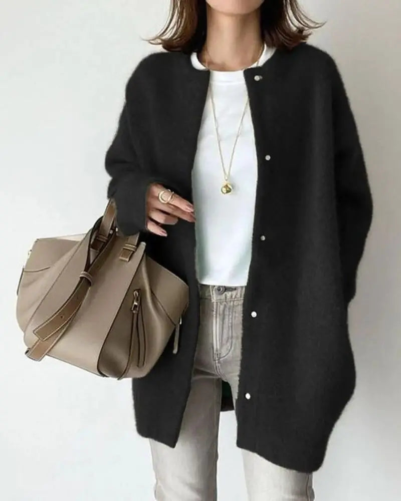 Wool Mohair Cardigan Womens Soft Longline Knit Sweater