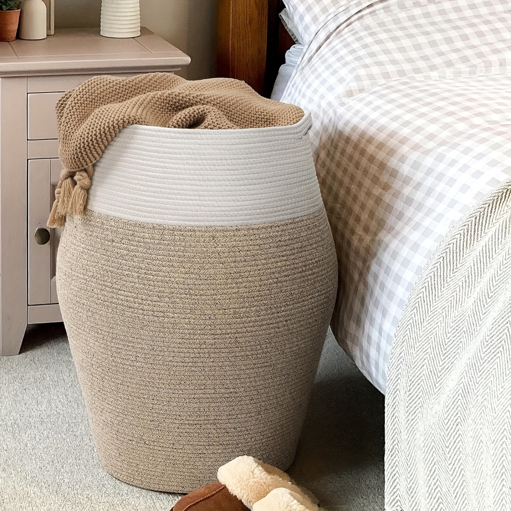 XL Cotton Rope Laundry Basket Foldable Storage Hamper